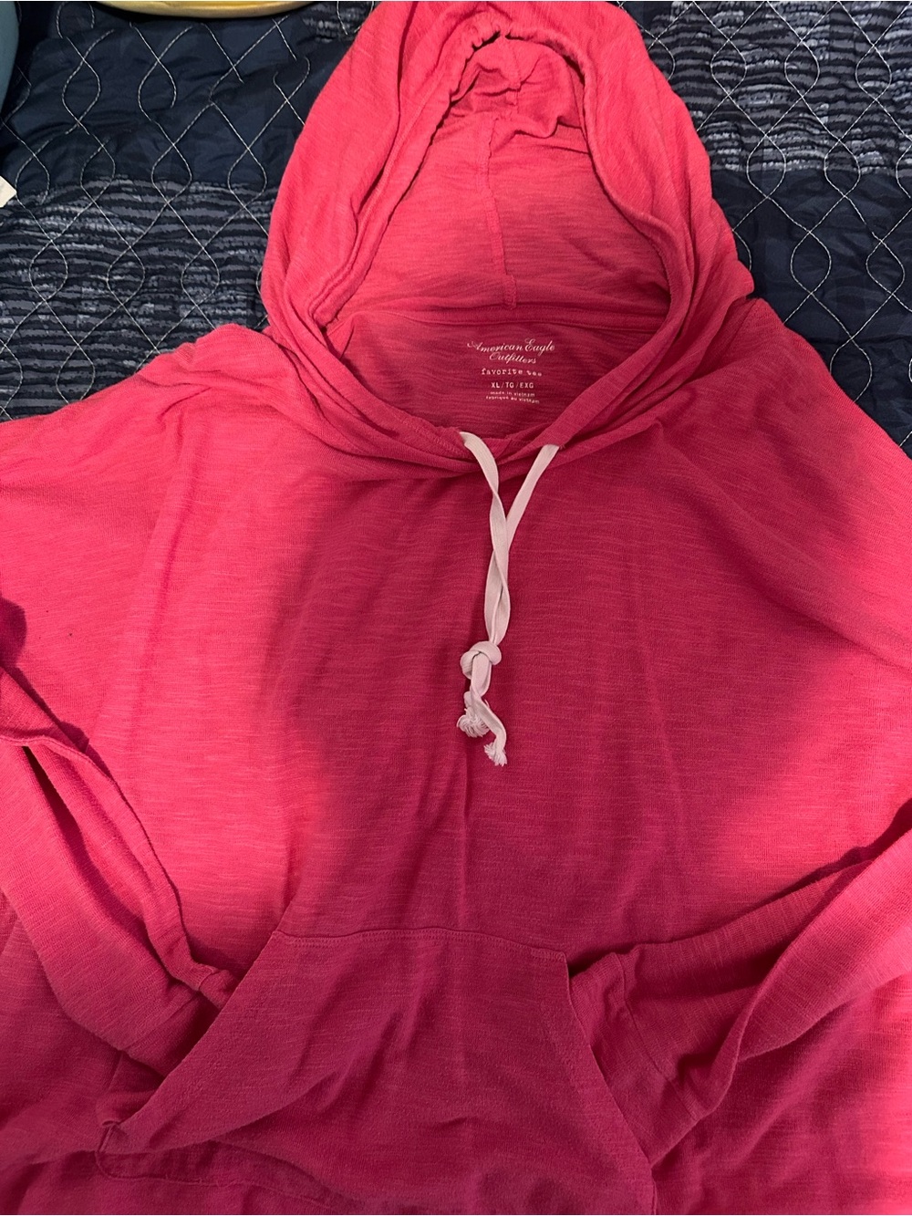 American Eagle Outfitters Women's Coral Pink Hooded Pullover